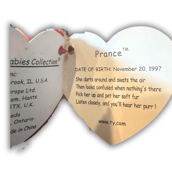 TY Beanie Baby PRANCE the Gray Tabby Cat 8” MWMTs Stuffed Toy - Picture 2 of 7